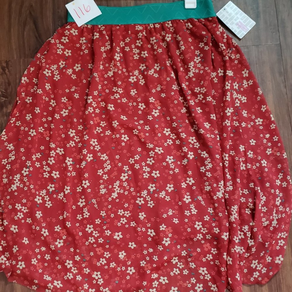 LulaRoe - Lola Skirt - Medium - Orange/Green/White